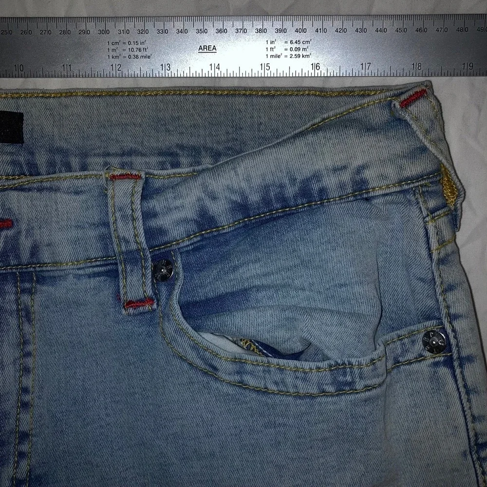 True Religion Jeans Mens XL 38x32 Rocco Relaxed Skinny Loud Stitch Powder Blue